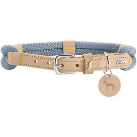 HUNTER Malia Dog Collar Colour: Dove Blue/Natural, Made of Soft Rope and Robust Leather, Lightweight, Durable, Modern & Elegant Look, Fresh Colours, Made in Germany, Size: 50