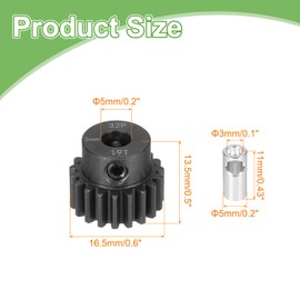 sourcing map Steel 32P Gear Set with Gear Adapter 19T 5mm Shaft Motor Gears for RC Vehicles Truck Drift Car Part, Black