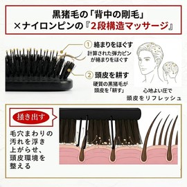 HELENA KIRAY Hair Brush Paddle Brush Brush 【Using carefully selected boar bristles and natural wood × Shiny and smooth even for curly hair】 (Wooden Black・Square (Rectangular), Large Size)