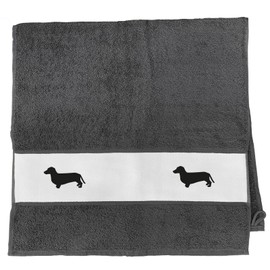 Huuraa Hand Towel Dachshund Silhouette Gift 50 x 100 cm Graphite Cotton Dachshund Present