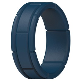 Anillo de boda de silicona para hombre, 7 anillos, 4 anillos o 1 anillo, bandas de compromiso de goma con patrón transpirable, 2.5 mm de grosor y 8.2 mm de ancho de ThunderFit, 1 anillo, color azul oscuro., 12.5 - 13 (22.2mm)