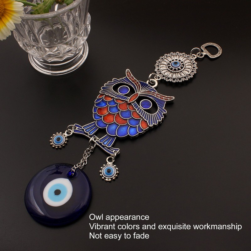 Blue Eye Owl Keychain Good Luck Beautiful Blessing Amulet Car