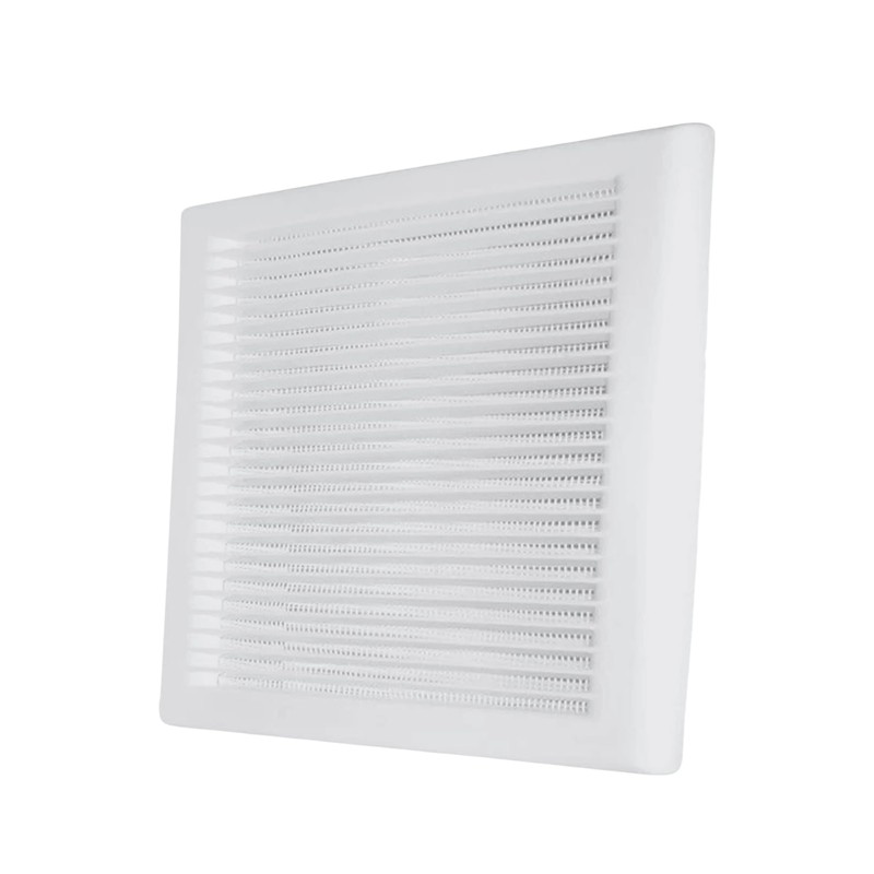 Square White Ventilation Grille with Flyscreen - Round Ø 100mm
