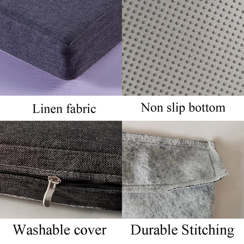 SAMTY Bench Seat Cushions Memory Foam Chair Pads Non-Slip Rubber