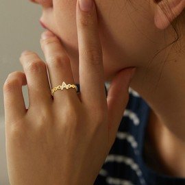CRYSLOVE Gold Initial Rings for Women S925 Sterling Silver 14K Gold Plated Zircon Capital Letter Stackable Rings Adjustable Alphabet Letter A to Z Knuckle Rings Jewelry for Birthday Anniversary