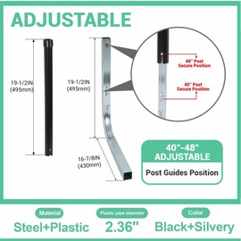 KUAFU 40"-48" Boat Trailer Guide Poles for Ski Boat Fishing Boat or Sailboat Trailer Fits Frames up to 3" W x 4-1/4" H (Silvery Brackets & Black Pipes) for Ski Boat, Fishing Boat, Sailboat Trailer