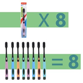 TSAYGFK Activated Charcoal Toothbrush, Manual Soft Toothbrush for Adults, Ultrafine, High Density Contact Tapered Bristle & Slim Design, Protect Fragile Gums(8 Count (Pack of 1))