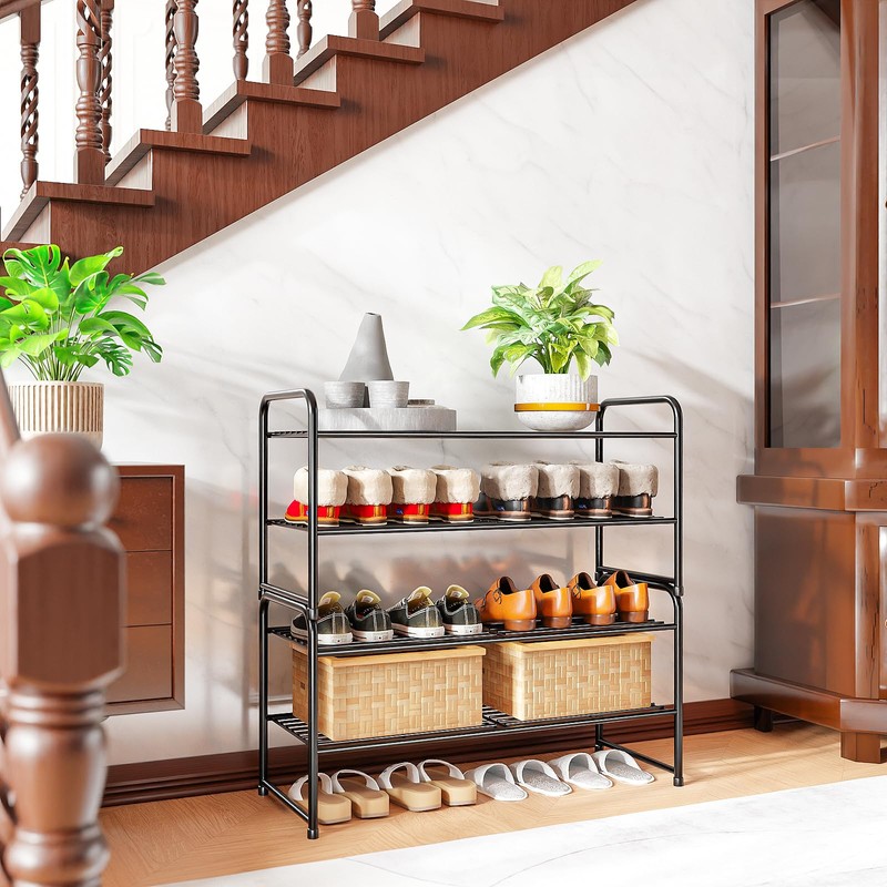 SUFAUY 2-Tier 33" Wide Shoe Rack, Closet Metal Shoe Rack