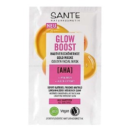 SANTE Naturkosmetik Glow Boost Hautverschönernde Gold Maske mit AHA, Hyaluron & Algen-Extrakt, 8 ml