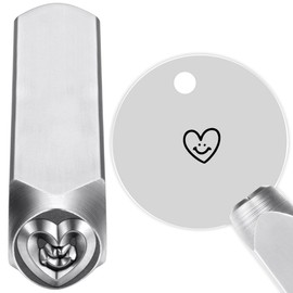 Yoption 6mm 1/4'' Heart with Smiley Face Metal Stamp, Metal Punch Stamping Tool DIY Arts and Crafts Supplies for Stamping/Punching Jewelry, Clay, Leather, Wood