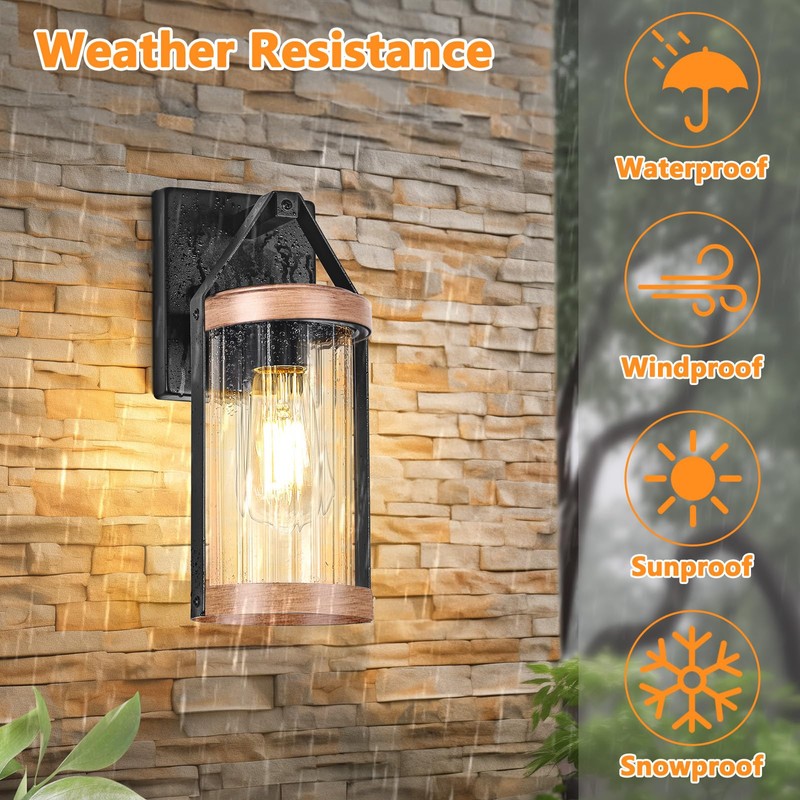 2-Pack Outdoor Light Fixtures, Waterproof Modern Exterior Wall Lantern Porch