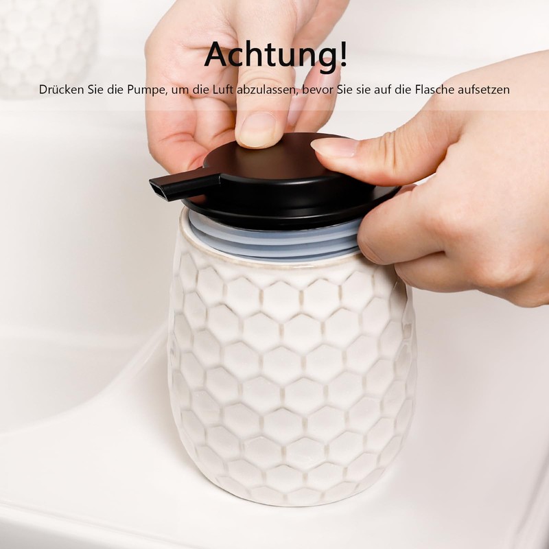 Umlaca Soap Dispenser, Refillable Ceramic Soap Dispenser, 400 ml, Large