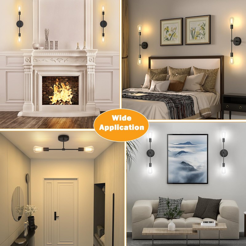 FadimiKoo 2-Light Black Bathroom Light Fixtures, Modern Wall Sconces Lighting