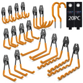 3-H Garage Wall Hooks 20 Pack, Garage Hooks Heavy Duty with Extra Welding Spots, Garage Organizer for Garden, Lawn, Chairs, Ladders, Weed Eater, Shovel(Orange​)
