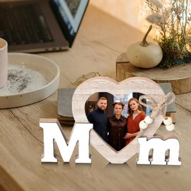 YangQian Mom Picture Frame Gifts for Mothers Day Gifts for Mom Birthday Gifts from Daughter Son Mom Photo Frame 3.5 × 3.5 Wooden Heart Mom Frame Table Accessories Gift Ideas