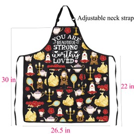 ENSIANTH Beauty Princess Apron Movie Inspired Gifts for Belles Fans Princess Kitchen Baking Chef Grill BBQ Apron with Pockets (25610 Beauty Princess A)