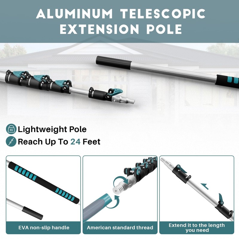 TelesPro 30 Foot High-Reach Duster Kit with 6-24FT Extendable Pole