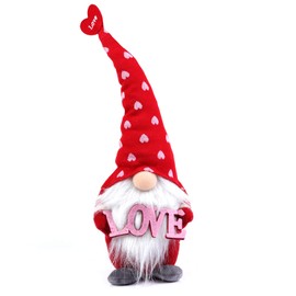 Madanar Valentine's Day Gnome Plush Love Sign Heart Hat Gifts for Her Swedish Decor for Tiered Tray Shelf Table Mother's Day Decorations (Love Sign)