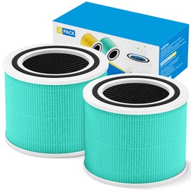Core 300 Replacement Filt-er Compatible with LEVOIT Core 300 Core 300S Air Purifi-er, 3 in 1 True HEPA Toxin Absorber Core 300-RF-TX Filt-er Replacement (2 Pack)