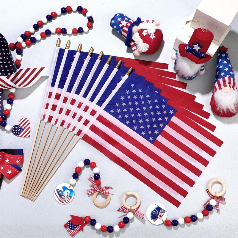 Shimeyao 450 Pcs Mini American Flags on Stick Bulk, 8x12