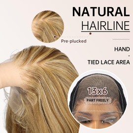 Allbell 13x6 Honey Blonde Lace Front Wig for Black Women,Glueless Synthetic HD Lace Wigs,22Inch Body Wave Hair Replacement