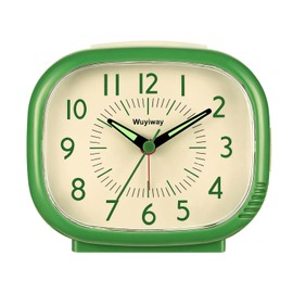 Wuyiway Retro Alarm Clock - Silent Non-Ticking Analog, Battery Operated with Snooze & Night Light, Vintage Style for Bedroom, Office, Nightstand Decor