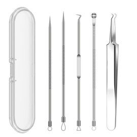 DYNAVERT Square Bottle Remover Tool, Set of 5, Stainless Steel, Hair Remover, Facial Care Set, Storage Case Included, Portable, Clean Design