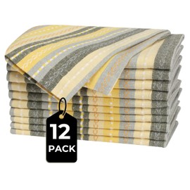 HOMIDATE Cloth Napkins Set of 12-18x18 Inch Machine Washable Dinner Napkins, Yellow Multi Salsa Stripe, Wedding Napkins, Dinner Napkins, Cotton Cloth Napkins for Everyday Use