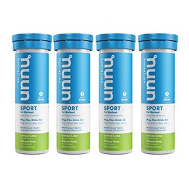 Nuun Sport: Tabletas de bebida electrolita, caja de 4 tubos (40 porciones), lima limón, suplemento de hidratación de electrolitos