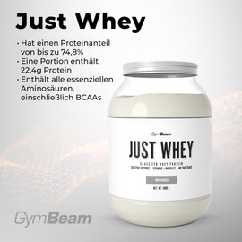 GymBeam GymBeam Just Whey Protein - multi-component whey protein powder made from pasture-raised cow's milk, contains all essential amino acids including BCAAs, supports muscle growth (1000 g, unflavored)
