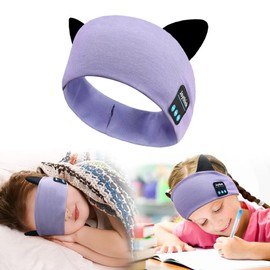 Joythink Kids Bluetooth Headband Headphones Sleep Mask Wireless Earphones Built in Thin Speaker Kids Adjustable Sports Headset for Girls Boys Children Baby Toddler Airplane Travel Study Purple