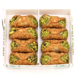 GUSTO ETNA Sicilian Cannoli filled with Pistachio Cream, 8 Pieces, Mini Cannoli in Gift Box with Pistachio Butter, Crunchy Sweet Delicacy from Bronte, Sicily, Italian Biscotti Cookies, From Italy