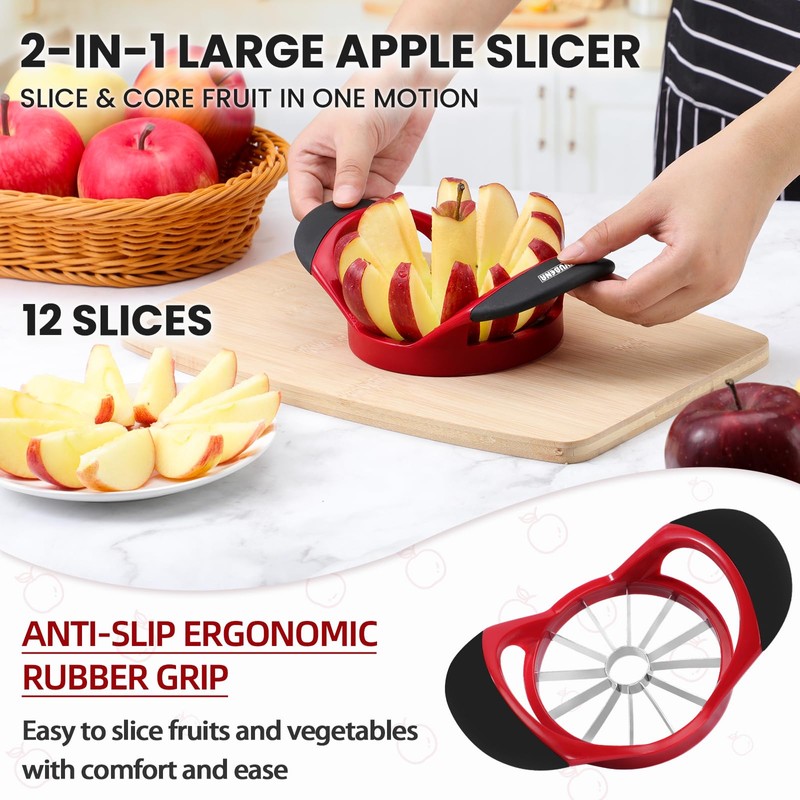 SCHVUBENR 4.72 Inch Large Apple Slicer with 12 Blades -