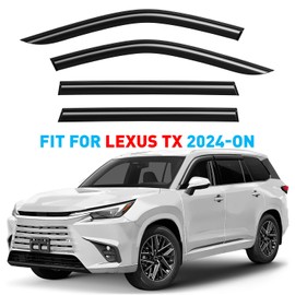 GrandWheel Co Smoke Tinted Tape-On Side Window Vent Visor Deflectors Rain Guards Compatible with Lexus TX 2024-2025 - 4pcs. GW0812