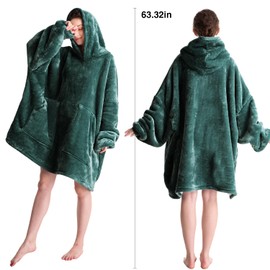 Aemicion Wearable Blanket Hoodie,Sherpa Fleece Hooded Blanket as a Gift for Man Adult Women, Cozy Warm Oversized-Green