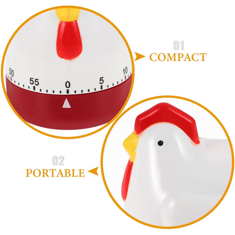 BESTonZON Kitchen Timer Cartoon Chicken Shape, Mechanical Kitchen Timer, 60