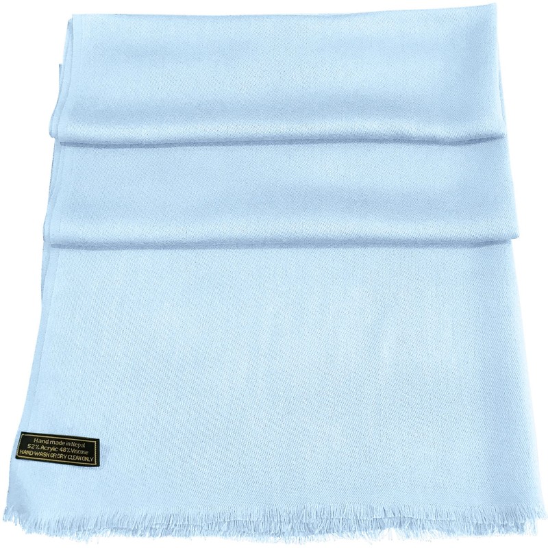 CJ Apparel Women's Plain Design Nepalese Pashmina Scarf, baby blue