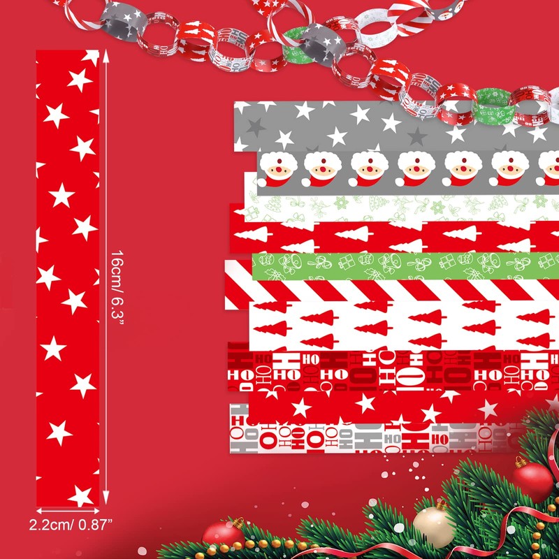 MIAHART 300Pcs Merry Christmas Paper Chains Festive Craft Paper Links