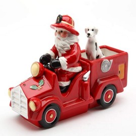 Cosmos Santa on Firetruck Salt and Pepper Set, 5.6-Inch Long