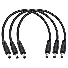 GGIPOWY 3-Pcs 1ft DC 5.5mm x 2.1mm Male to Male Power Extension Cable, 14AWG 12V 24V DC Power Cord for CCTV Camera,Solar Monitor, Solar Panels