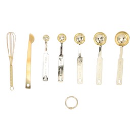 Measuring Spoons 7 in 1 Stainless Steel Stackable Design Multifunction Measuring Spoons Set with Leveler Eggbeater Gold