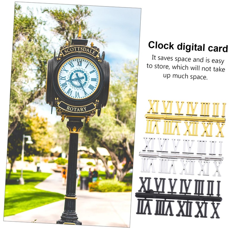 TEHAUX 15 Sets DIY Clock Replacement Roman Arabic Digits Silver