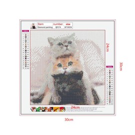 5D DIY Diamond Painting Full Drill Three Cats Adult Diamond Art Full Kit Painting by Numbers Diamond Puzzles for Adults Embroidery Simple Cross Stitch Kits Mosaic Rhinestone Home Decor Gift 30 x 30 cm