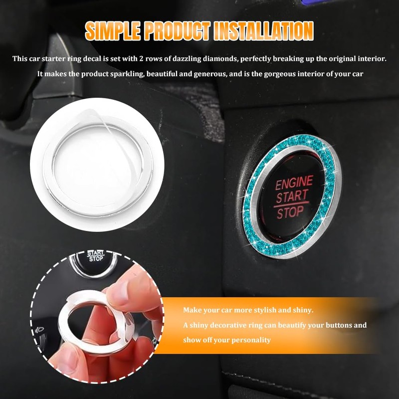 QZTYTY Car Engine Start Stop Decoration Ring, Car Start Button