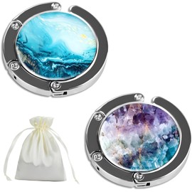 Volnamal Foldable Storage Table Purse Hooker for Table Handbag Hanger Table Purse Bag Hanger for Table Women's Bag Bag Holder for Table Table Purse Bracket Set 2 (Crytal Quicksand)