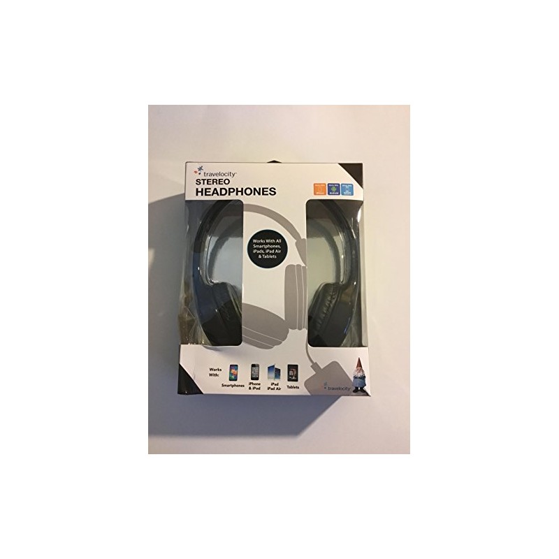 bulk buys Wired Travelocity Padded Stereo Headphones - Black