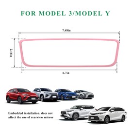 MUQIDA Rear View Mirror Protector Frame, Interior Rear View Mirror Cover for Model 3 Y X S Semi 2014-2024, Soft Silicone Edge Frame Decorative Accessory for Automotive Mirrors (Pink)