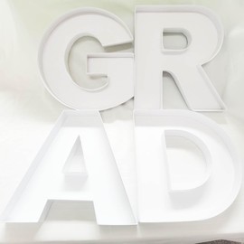 12.2inch Fillable Cardboard Letter Grad Serving Tray Cut Out Graduation 2024 Charcuterie Sweet Food Decorative Paper Mache Box (Grad)