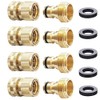 HQMPC Solid Brass Garden Hose Quick Connectors - 4 Sets
