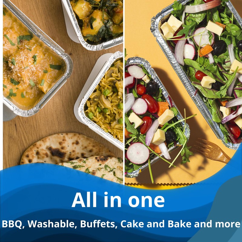 NUNOCHO Aluminium Foil Trays with Lids. Containers Pack 20, Set